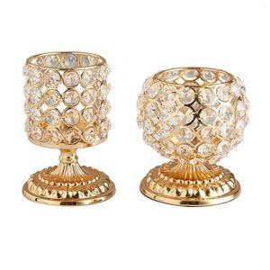 Candle Holders Golden Crystal Bowl Holder For Dining Room Decorative Centerpieces Modern House Decor Gift Anniversary Celebration