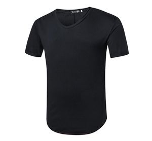 Shopping online maglietta a colori nero solido uomo 2017 v collo