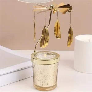 Titulares de vela Creative Cup Romântica Lâmpada de caminhada rotativa Stand Stand Modern Iron Art Glass Decor de vidro de castiça