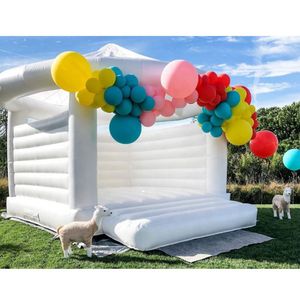 4.5mlx4.5mwx3.5mh (15x15x11.5ft) Yüksek kaliteli komik PVC şişme düğün sıçrama kalesi kalesi atlama kaleleri beyaz yetişkin çocuklar Bouncy House