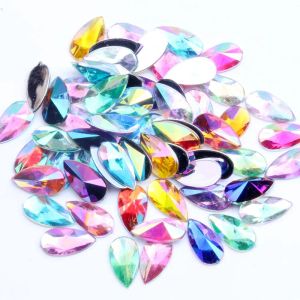 Gel 8x13mm 2000pcs Drop Pointed Flatback Ab Colors Acrylic Rhinestone Strass High Shine Nail Art Decorations