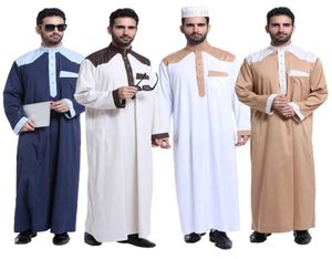 イスラム教徒の男性白い長袖Thobe Dress Men Islamic Clothing Plus Size xxxl Saudi Arab Islim Jurk6784331