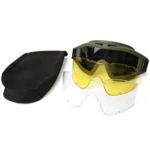 Eyewears Airsoft Tactical Glasses 3 lentes Batindo óculos de óculos de motocicleta à prova de poeira à prova de vento Proteção de segurança de paintball CS Proteção à segurança