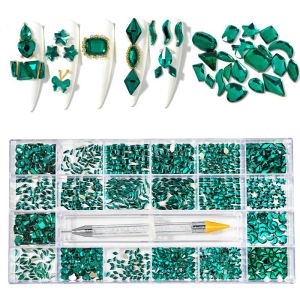 Verktygsblandade nagelkonstkristaller (charm, ädelstenar, strass) 1Box 20 SHAPES Crystal Flatback Rhinestones 3D Nail Glass 1000pcs/Box