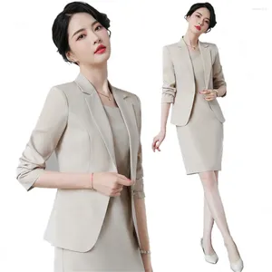Work Dresses Luxury Women Set 2024 In Office Lady Professional Business Two Piece Female Blazer With Dress
