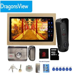 Doorbells DragonsView 7 inç video interkom video kapı telefonunun kilidini açma kapı zili kamera kaydı kilidinin kilidini aç