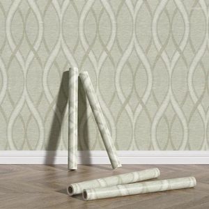 Wallpapers Green Helical Line Peel And Stick Wallpaper Retro Geometric Self-adhesive PVC Room Decor Refrigerator Furniture Cabinet Sticker