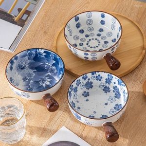 Skålar kreativ keramisk skål med handtag sallad hushålls snabb nudel bakning bords soppa soppa
