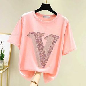 Womens T Shirt Women Short Sleeve Shiny diamond Summer Tops Fashion T-Shirt Woman Clothes Tshirt Tee Shirt Femme di_girl