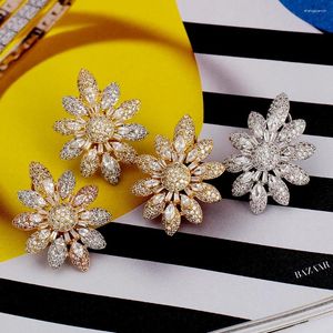 Dangle Earrings TIRIM Tendy Snowflake Stub For Women Luxury Sparking Cubic Ziron Stereo Elliptical Earing Fashion Jewelry Gifts