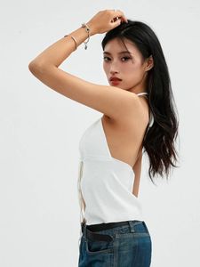 Women's Tanks Women Sexy Sleeveless Halter Neck Tops Y2K Deep V Tie Up Camisole Crop Backless Spaghetti Strap Vests