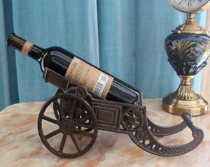 Cast Iron Cannon Shape Wine Bottle Holder Stand Kitchen Tabletop Rack Metal Table Desk Bar Decoration Home Vintage Ornament6369404