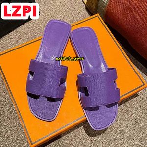 H Sandal Designer Oran Sandals Womens Orang Claquettes شرائح جلدية أصلية شاطئ حذاء شببر أحذية مسطحة أعقاب Sliders Sandale Mashing Slippers الفاخرة 606