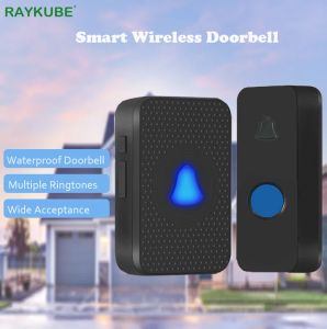 Campanello raykube US US UK UK impermeabile Wireless Wireless Offell 300m Remote Intelligente Home Light Door Bell 38 CHIMES PULLATURA CAMPAINHA CAMPAINHA