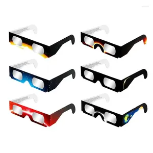 Party Decoration Solar Eclipse Viewer Glasses 6st Inramat papper med UV Protection Science Education Supplies för astronomientusiaster