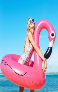 120cm Pink Inflatable Flamingo Pool Floats Swimming Rings Floating Row Chair Beach Air Mattress for Swimming Water Sports Pool Par8239194