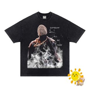 24SS с коротким рукавом хип-хоп повседневная футболка мужчина женская футболка винтаж