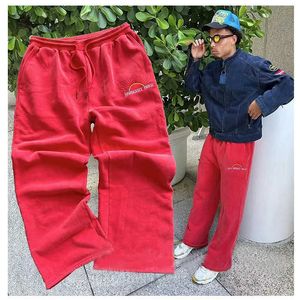 Custom Embroidery Heavy Weight Stacked Flare Sweat Pants Fleece Straight Leg Trousers Vintage Acid Wash Sweatpants for Men