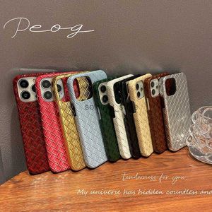 Casos de telefone celular CASA Classic Classic tecelagem 3D PU HUST PATENTELO CHEELE CASE para iPhone 14 13 7 8 Plus x 12 Xr Max 11 Pro se mini 6 Capa L230619 Q240408