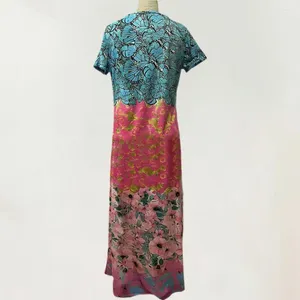 Casual Dresses Long Dress Floral Print Colorful V Neck Maxi For Women Retro Ethnic Style Ankle Length Beach Vacation