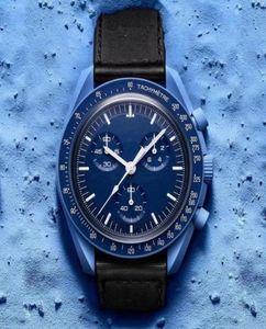 Księżyc męski zegarek automatyczny kwarc chronograf bioceramiczny planeta zegarek Mężczyźni Wodoodporne zegarki Ladies Waterproof Watches Wysokiej jakości skórzany pasek WRIS3672234