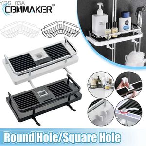 Other Home Decor Shower rod rack storage bathroom shampoo tray bracket non drilled lifting shower head accessories yq240408