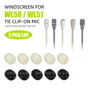 Tillbehör för Shure WL50 WL51 WL 50 51 LAVALIER MICROPHONE Windcreen Tie Clip på vindrutan Pop Filter Mic Sponge Cover Lapel Shield