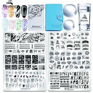 Guns Biutee 15/13pc Kit Nail Stamping Plates Image Set Clear Stamper Craper Lace Flower Nail Art Stamp Stamping Template Image Plates