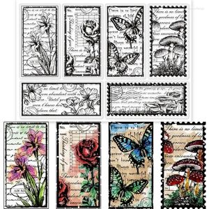 Gift Wrap 1 Sheet Vintage Flowers Clear Stamps For Cards Making Retro Mushroom Butterfly Silicone Stamp Seals 160x110x3mm