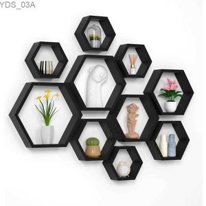 Outra decoração da casa Wonfulty Hexágono Flutuante Prateleira Conjunto 10 Honeycomb montado na parede House Storage YQ240408