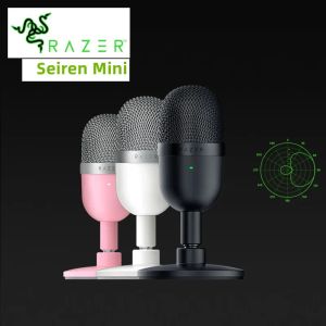 マイク2023 Razer Seiren Mini USB Condenser Microphone Ultracompactストリーミングマイク付きスーパーカードピックアップパターンマイク