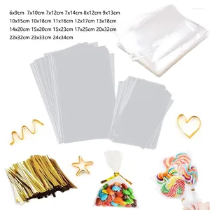 Gift Wrap 50-100p Transparent Cellophane Bags Clear OPP Plastic Candy Lollipops Cooki Gifts Packaging Bag Party Favor Baking Supplies