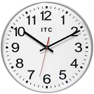 Zegary ścienne 12 -calowe okrągłe zegar wewnętrzny biały czarny metalowy dłoni cichy analogowy biuro biznesowe srebrne 1 bateria nie wliczona
