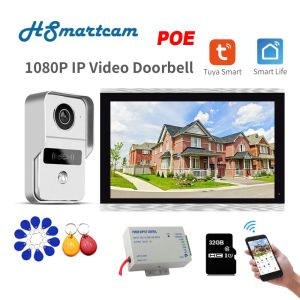 İnterkom 10 inç Tuya 1080p Renkli Dokunmatik Ekran Kablosuz WiFi IP POE Video Kapı Zili Akıllı Uygulama RFID Erişim Kontrol Sistemi için Intercom