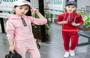 Sports Girls Clothes Set Gold Velvet Girls Suit HoodiesPants 2 Pcs Spring Children039s Set Teen Girls Clothes Suit 4 6 8 12 Ye2708057