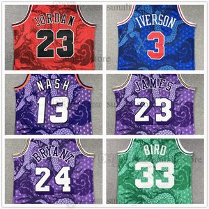 O ano da camisa de basquete Loong 23 Michael Dennis 91 Rodman Bryant LeBron 23 James Steve 13 Nash Allen 3 Iverson Larry 33 Bird Stitched