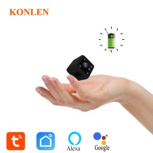 Cameras Small Mini Tuya Smart Life Wifi Camera IP Wireless Battery 1080P HD Video CCTV Nanny Body Cam Night Home Security Google Alexa