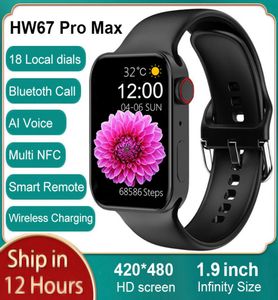 2022 HW67 Pro Max Smart Watch Series 7 19 cali 420480 128 MB NFC Bluetooth Call AI Voice Fitness Tracker Sport Bransoleta Smartwatc1091924