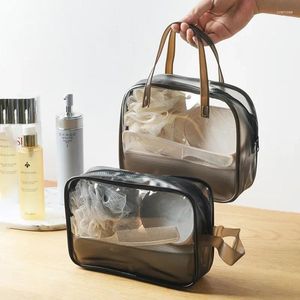 Storage Boxes Large Capacity PVC Bag Portable Organizer Travel Waterproof Semi Transparent Handheld Cosmetic Box