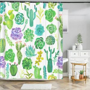 Shower Curtains 180x180cm Bathroom Waterproof Curtain Tropical Plant Leaves Cactus Printing Polyester Home Decoration With Hooks