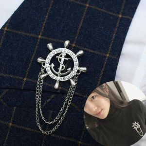 XZ09 Navy style high-end chain tassel ship rudder men's and women's brooch Japanese and Korean Chaoren ship anchor suit badge badge badge