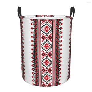 Tvättpåsar Ukraina Vyshyvanka broderikorg Collapsible Bohemian Geometric Baby Hamper för barnkammar Organisator förvaringsfack