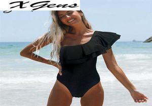 2022 Seksowne solidne żółte kostium kąpielowe dla kobiet na jednym ramieniu kobiety stroje kąpielowe Push Up Kąpiel Bodysuits Beach Wear277D3954423