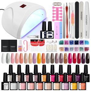 Torkar komplett gel nagel kit gelpolska med 36W UV LED -torklampa semi permanent lack blöt av uv gel polska set nagelkonst verktygsset