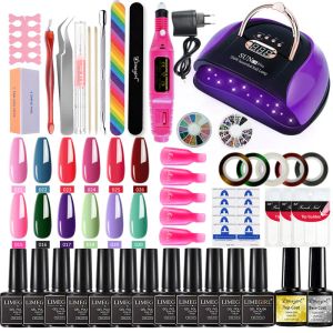 Kit set manicure set chiodo per chiodi acrilico per unghie strumento strumenti per estensione semi permanente gel per unghie con perforazione per perforazione per chiodo UV kit di macchine utensili