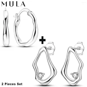 Orecchini a cerchio Mula 2pcs Set Women Design di gocce irregolare Design in argento placcato gioiello