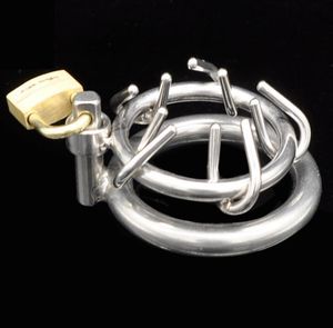 Edelstahlgürtel Männliche Käfig Gerät Schloss Schwanzmetallspitzen CBT Penis Ring Sexy Spielzeug für Männer Stretcher2408757