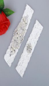 2 Pieces set Sexy Real Picture Pearls Glass Crystals Bridal Garters for Bride Lace Wedding Garters Handmade Cheap Wedding Leg Gart4372551