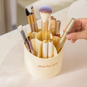 Förvaringslådor Desktop Makeup Box Rotating Brush Divider Pen Holder Dresser Skin Care Products