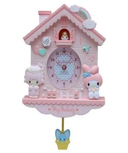 Cartone animato orologio da parete grande design moderno Nixie kids ragazze la mia melodia swing silenziosa camera da letto silenziosa orologio da parete liveroom per bambini039 roo8706199